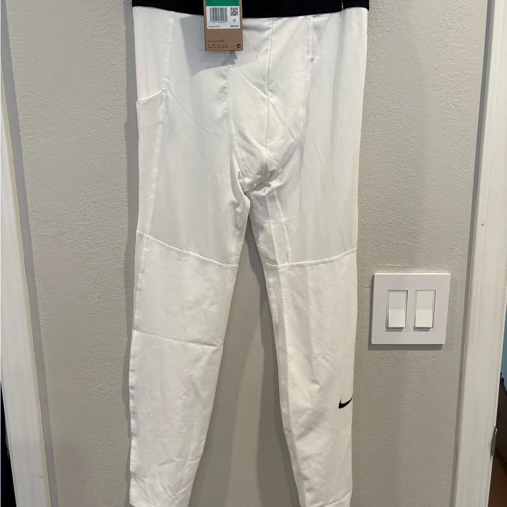 Nike Pro Dri-FIT Big Kids Boys Tights Size XL 18/20 White FJ6821-100